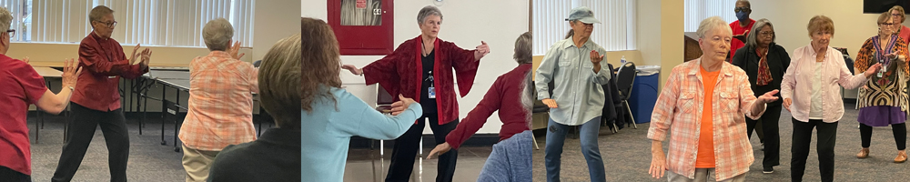 collage of pictures of instructors and participants from Tai Chi classes